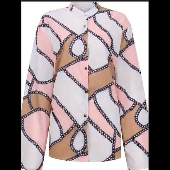 Chain print button down - Picture 4 of 11